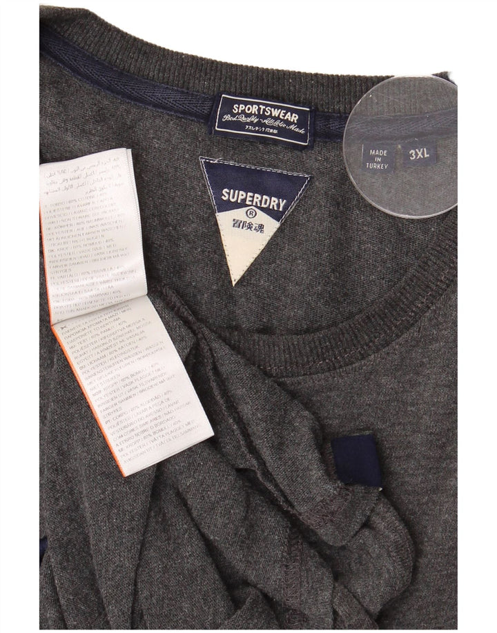 SUPERDRY Mens Graphic T-Shirt Top 3XL Grey Cotton