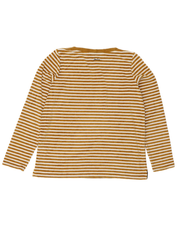 JOULES Womens Top Long Sleeve UK 12 Medium Beige Striped Cotton
