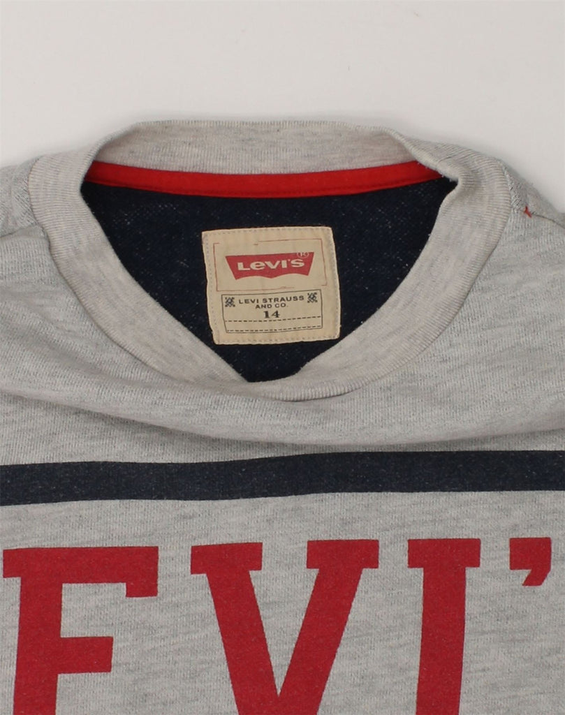 LEVI'S Boys Graphic Sweatshirt Jumper 13-14 Years Grey Cotton | Vintage Levi's | Thrift | Second-Hand Levi's | Used Clothing | Messina Hembry 