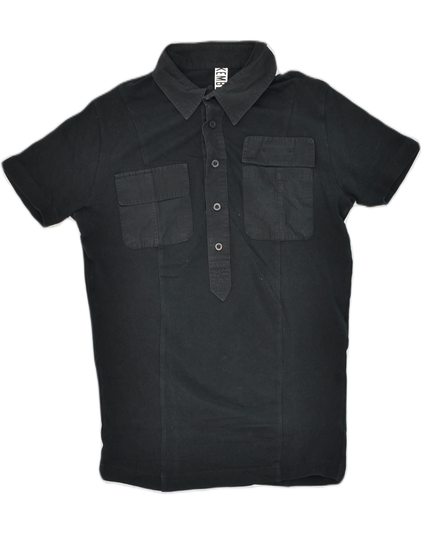 BIKKEMBERGS Mens Polo Shirt Small Black Cotton