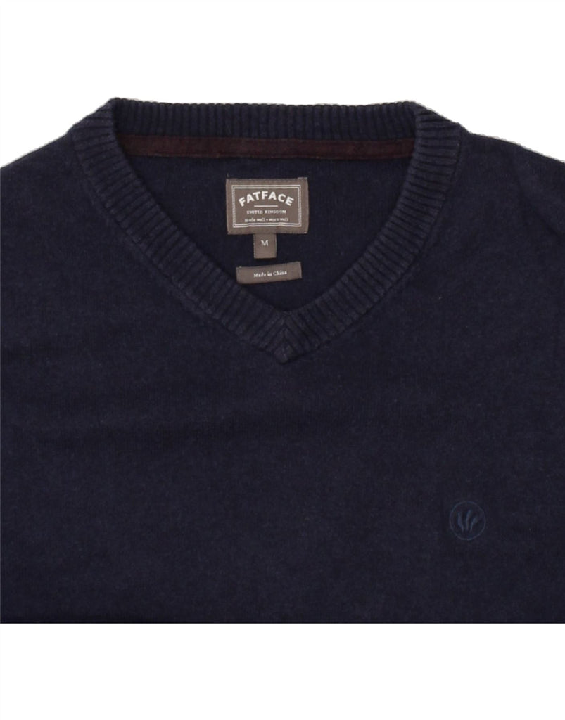 FAT FACE Mens V-Neck Jumper Sweater Medium Navy Blue Cotton | Vintage Fat Face | Thrift | Second-Hand Fat Face | Used Clothing | Messina Hembry 