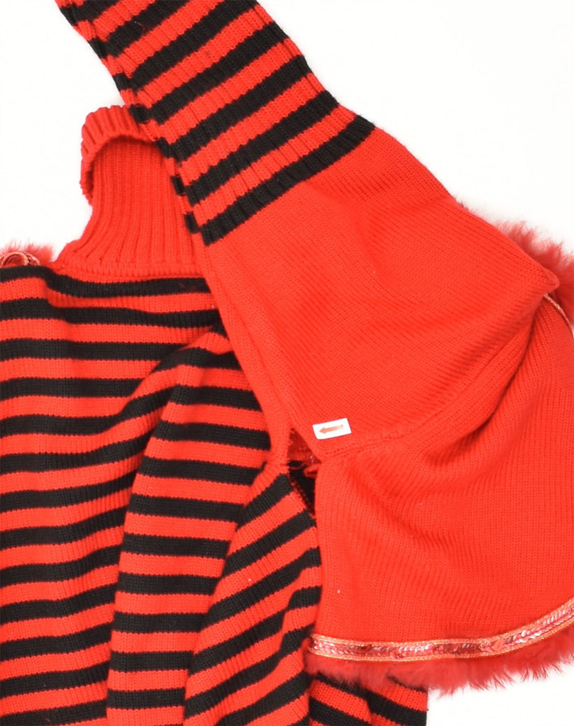 VINTAGE Womens Roll Neck Jumper Sweater UK 10 Small Red Striped Cotton | Vintage Vintage | Thrift | Second-Hand Vintage | Used Clothing | Messina Hembry 