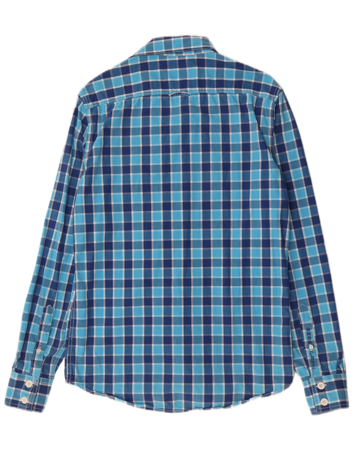 Superdry Mens Shirt Large Blue Check Cotton