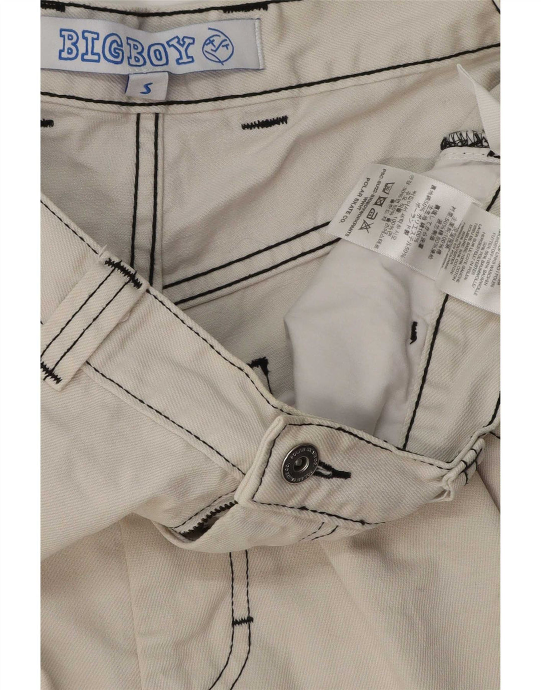 Vintage Mens Straight Cargo Trousers Small W29 L28 White Cotton