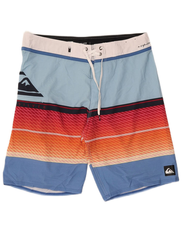 Quiksilver Mens Graphic Swimming Shorts Medium Blue Striped Polyester