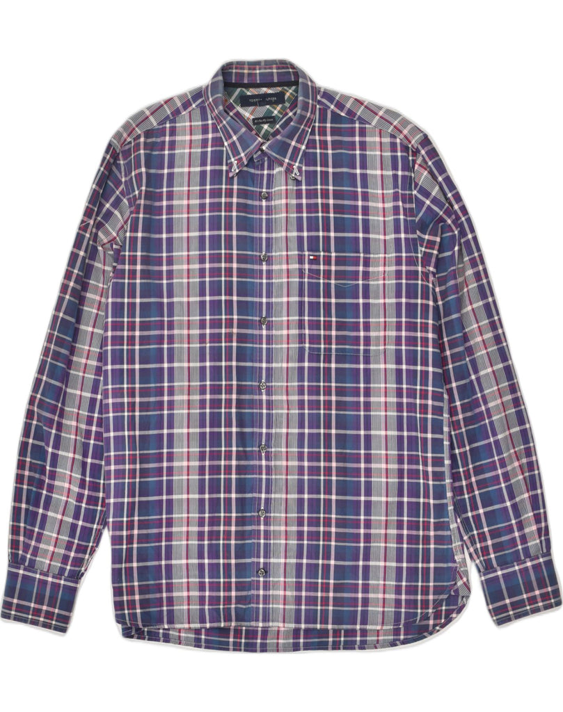 TOMMY HILFIGER Mens Shirt Large Blue Check Cotton | Vintage Tommy Hilfiger | Thrift | Second-Hand Tommy Hilfiger | Used Clothing | Messina Hembry 