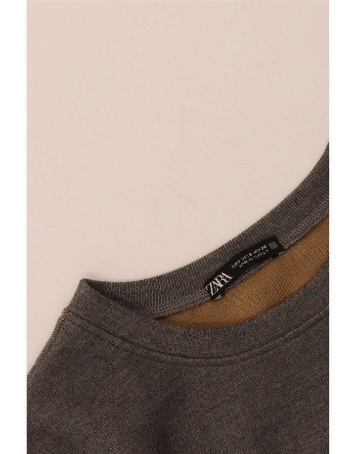 Zara Womens Crop Top Long Sleeve UK 10 Small Grey