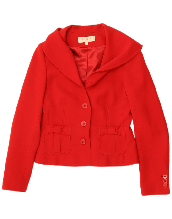 Karen Millen Womens 3 Button Blazer Jacket UK 12 Medium Red Wool