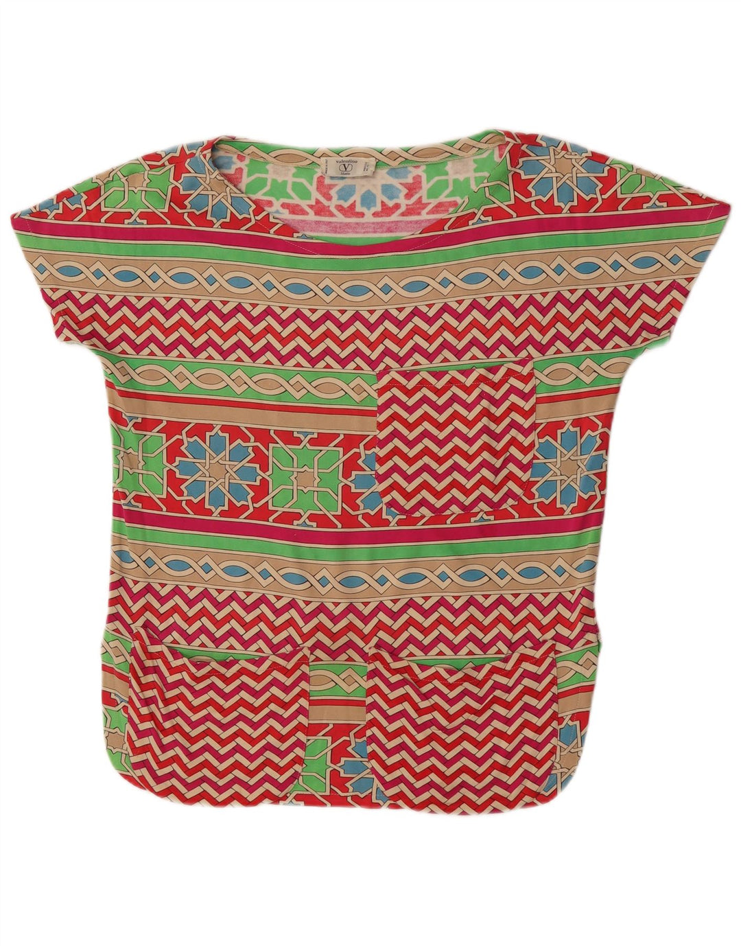 Valentino Womens Blouse Top IT 42 Medium Multicoloured Geometric