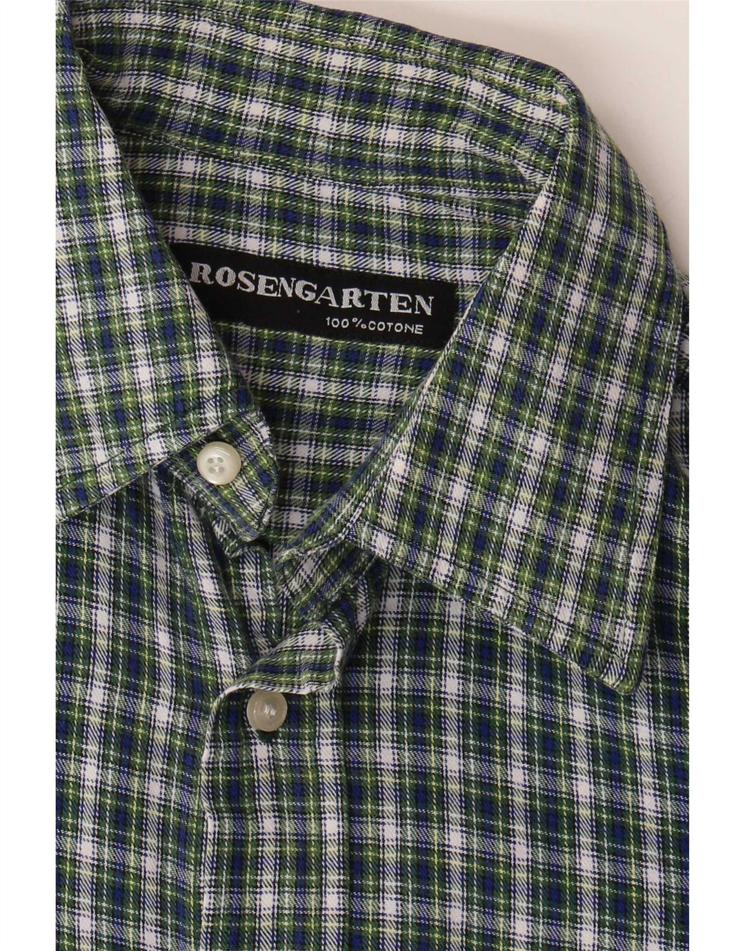 Rosengarten Mens Flannel Shirt Medium Green Check Cotton