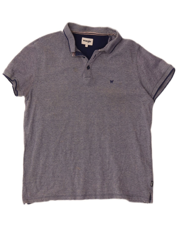 Wrangler Mens Polo Shirt Large Navy Blue Cotton