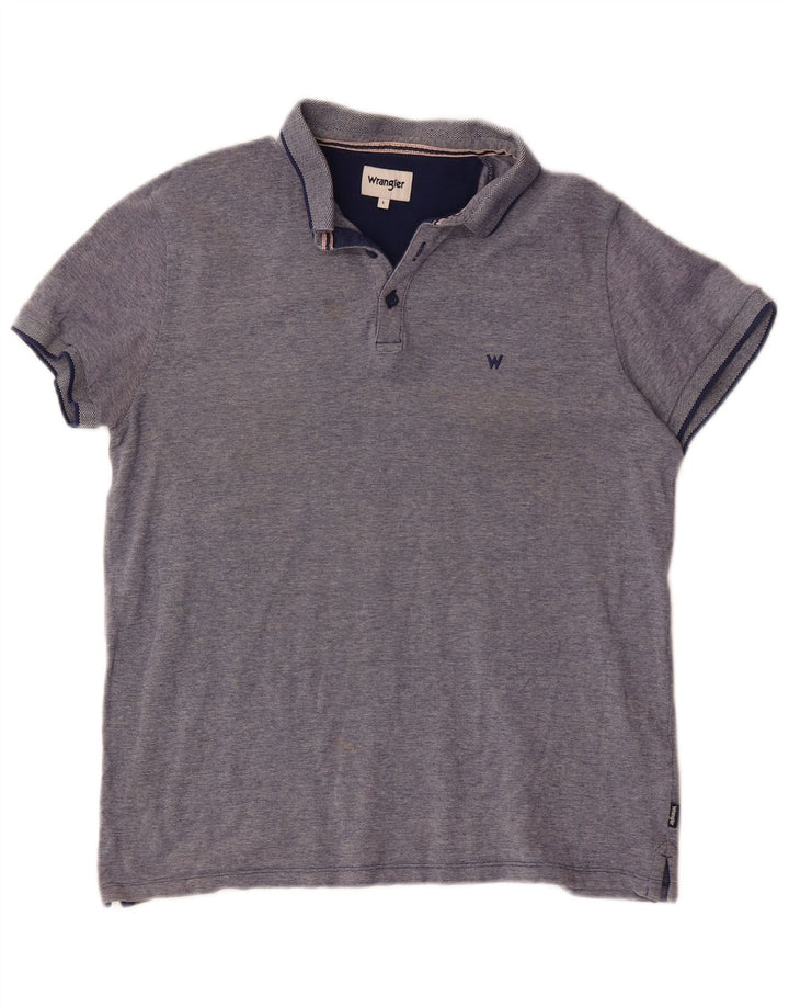 Wrangler Mens Polo Shirt Large Navy Blue Cotton