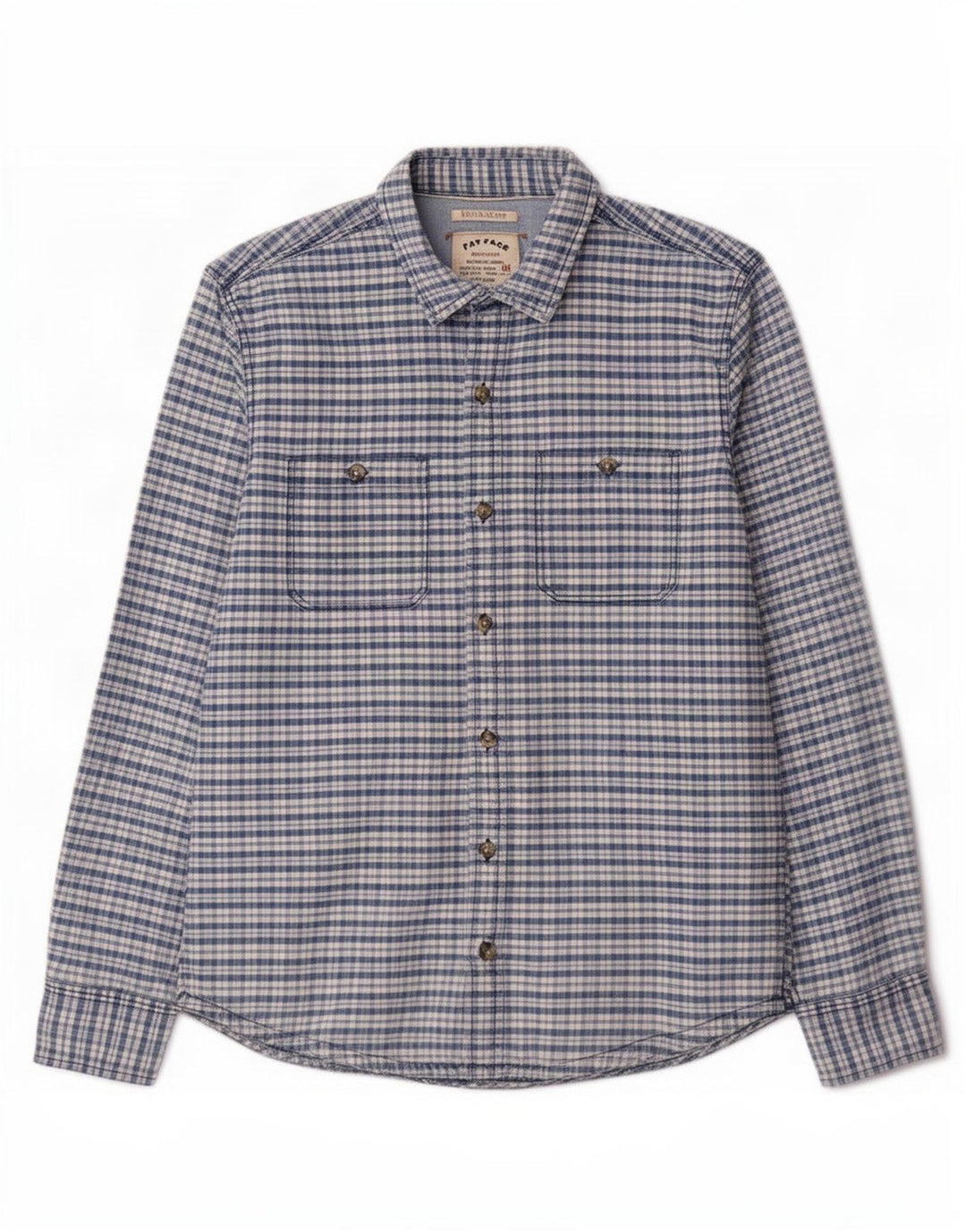 Fat Face Mens Regular Fit Shirt Small Blue Check Cotton