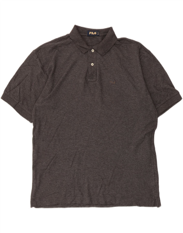Fila Mens Polo Shirt XL Grey Flecked Cotton