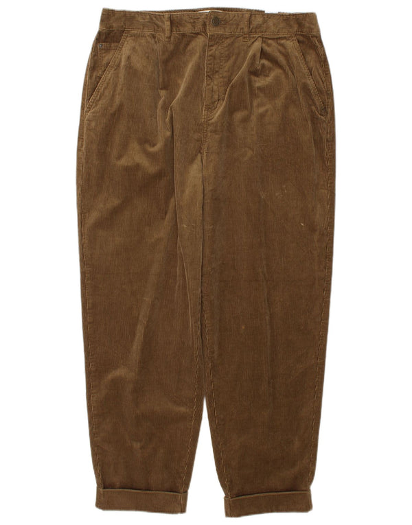 Marks & Spencer Womens High Waist Corduroy Trousers UK 14 Large W32 L27 Bro
