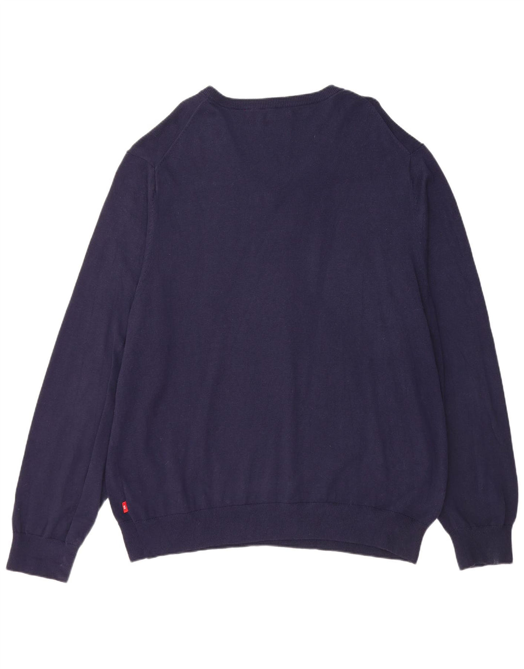 IZOD Mens V-Neck Jumper Sweater 2XL Navy Blue Cotton