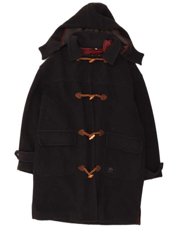 Ellesse Womens Hooded Oversized Duffle Coat IT 54 3XL Black Wool