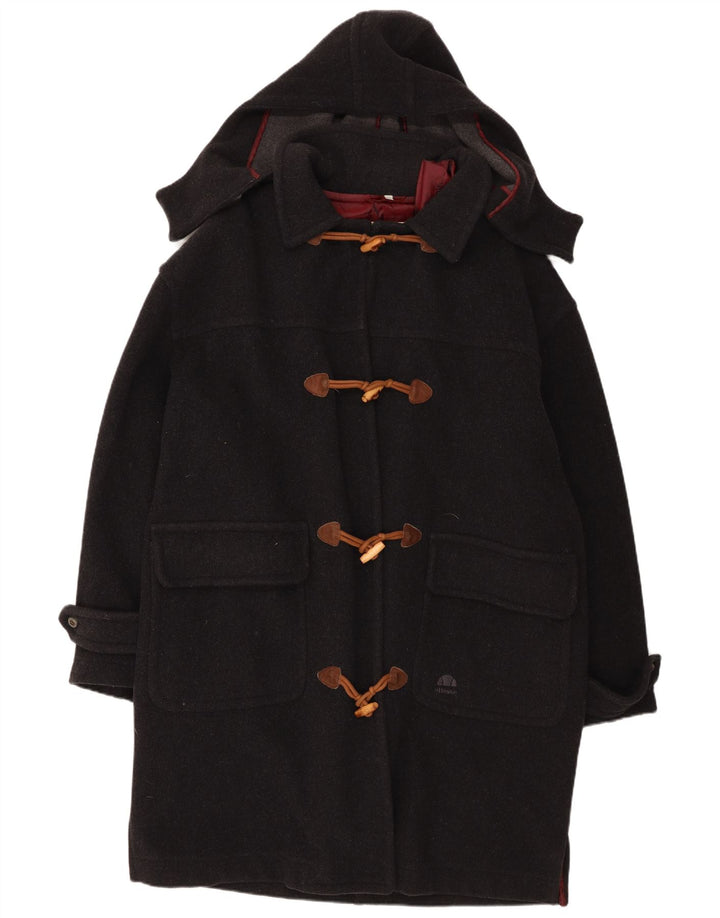 Ellesse Womens Hooded Oversized Duffle Coat IT 54 3XL Black Wool