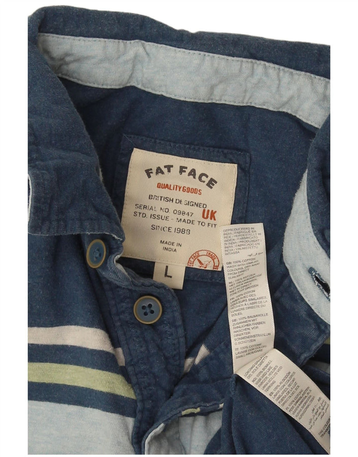 Fat Face Mens Polo Shirt Large Blue Colourblock Cotton