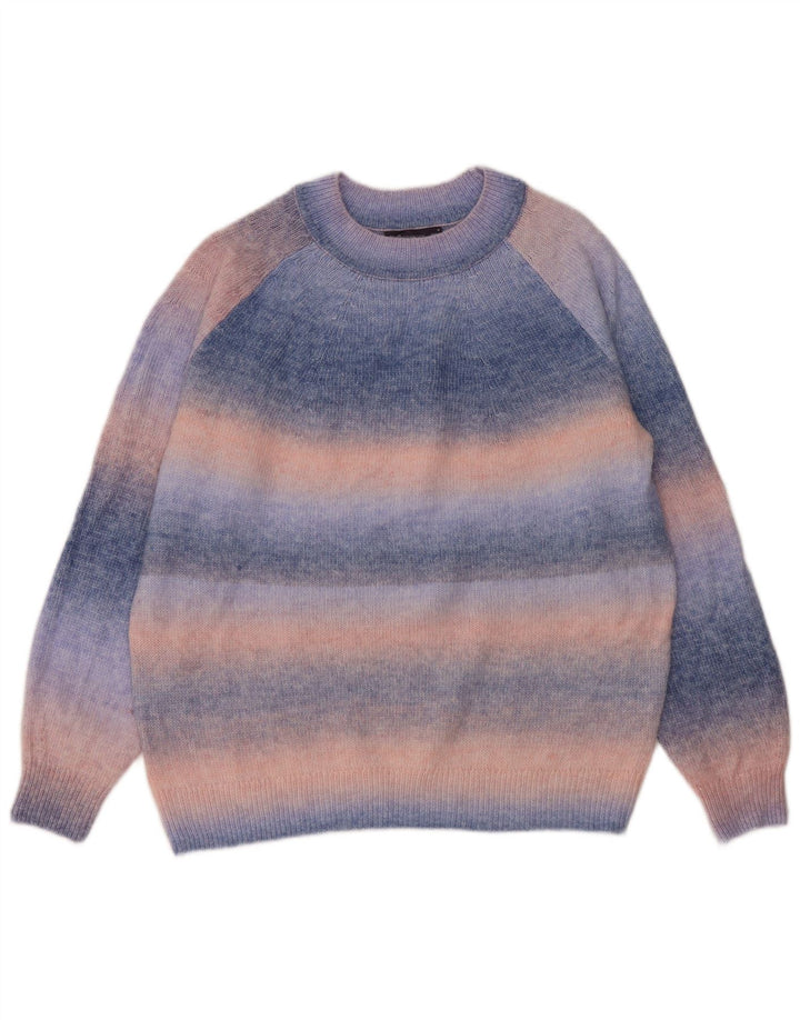 Marks & Spencer Womens Crew Neck Jumper Sweater UK 14 Medium Blue Striped