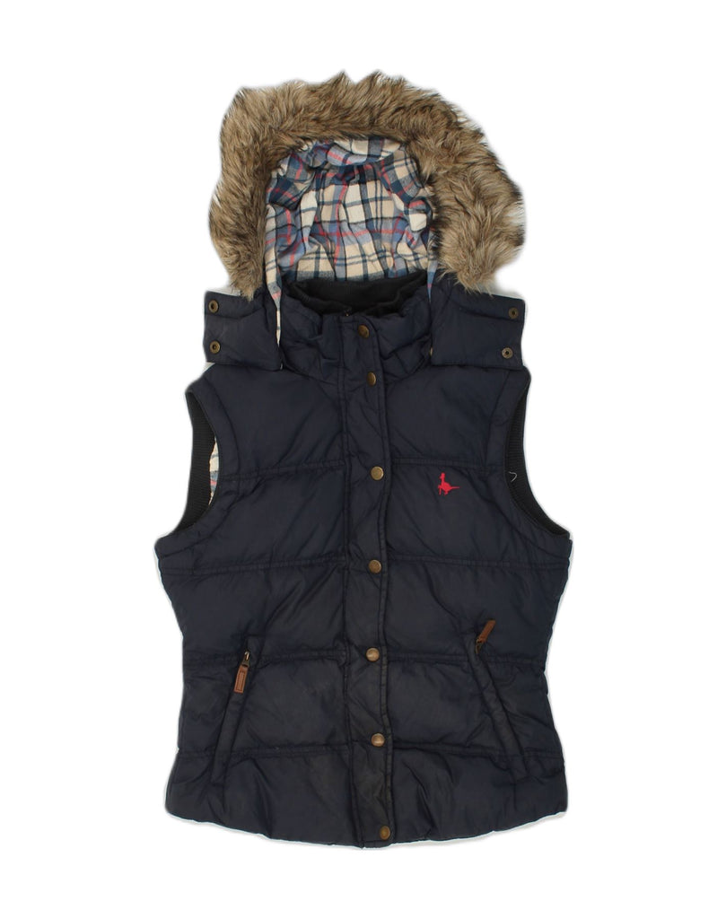 JACK WILLS Womens Hooded Padded Gilet UK 8 Small  Navy Blue | Vintage Jack Wills | Thrift | Second-Hand Jack Wills | Used Clothing | Messina Hembry 