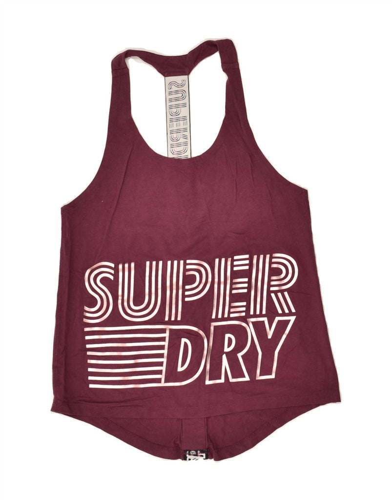 SUPERDRY Womens Graphic Vest Top UK 8 Small  Maroon Cotton Sports | Vintage Superdry | Thrift | Second-Hand Superdry | Used Clothing | Messina Hembry 