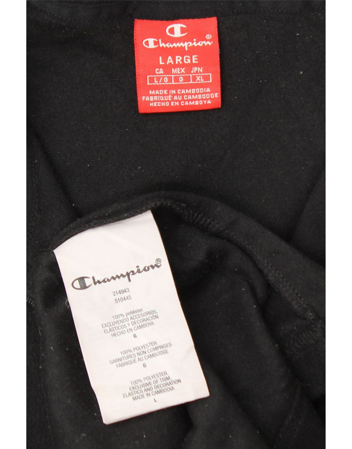 CHAMPION Mens Zip Neck Fleece Jumper Large Black Polyester
