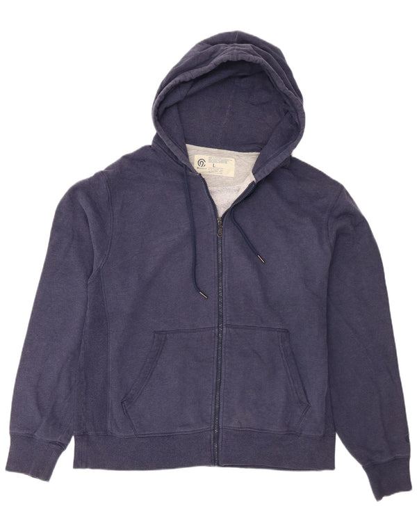 Champion Mens Zip Hoodie Sweater Large Navy Blue Cotton