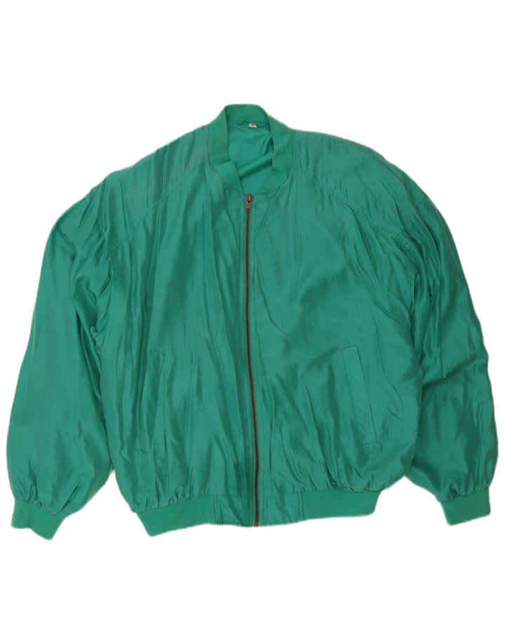 Vintage Mens Loose Fit Bomber Jacket UK 38 Medium Green Silk