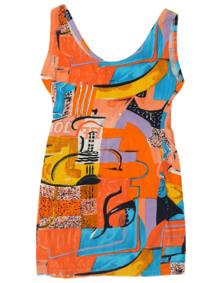 Vintage Womens Abstract Pattern Bodycon Dress UK 8 Small Multicoloured