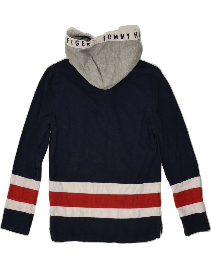 TOMMY HILFIGER Boys Hooded Graphic Top Long Sleeve 9-10 Years Navy Blue | Vintage Tommy Hilfiger | Thrift | Second-Hand Tommy Hilfiger | Used Clothing | Messina Hembry 