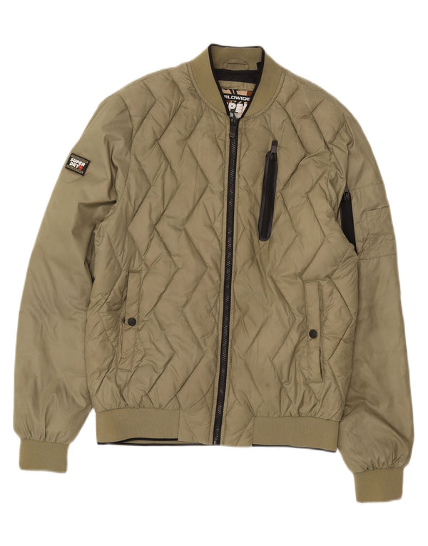 Superdry Mens Padded Jacket UK 40 Large Khaki Nylon