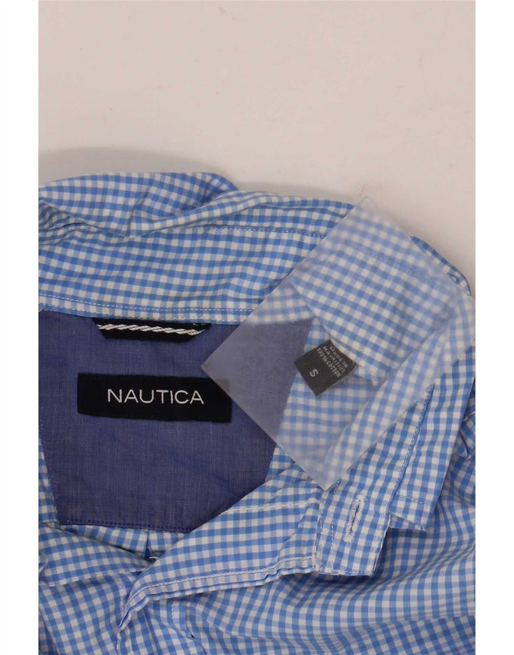 Nautica Mens Shirt Small Blue Gingham Cotton