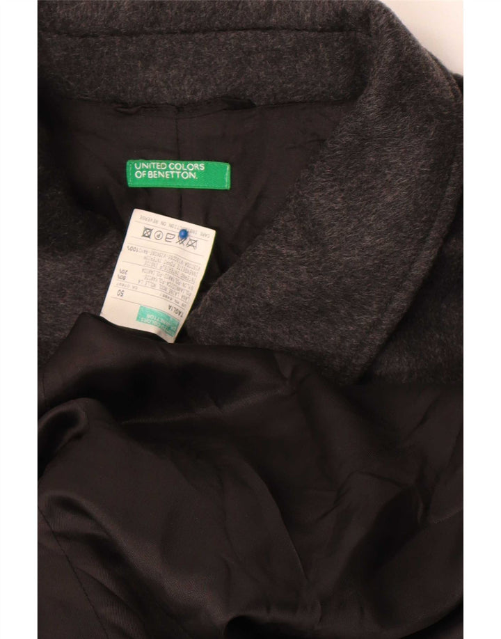 Benetton Mens Overcoat IT 50 Large Grey Wool