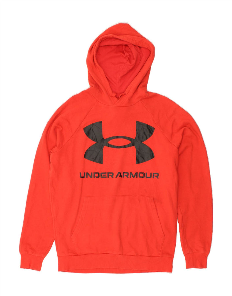 UNDER ARMOUR Mens Cold Gear Graphic Hoodie Jumper Small Red Cotton | Vintage Under Armour | Thrift | Second-Hand Under Armour | Used Clothing | Messina Hembry 