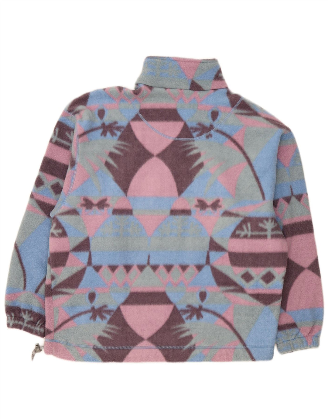 Vintage Mens Zip Neck Fleece Jumper Large Multicoloured Fair Isle