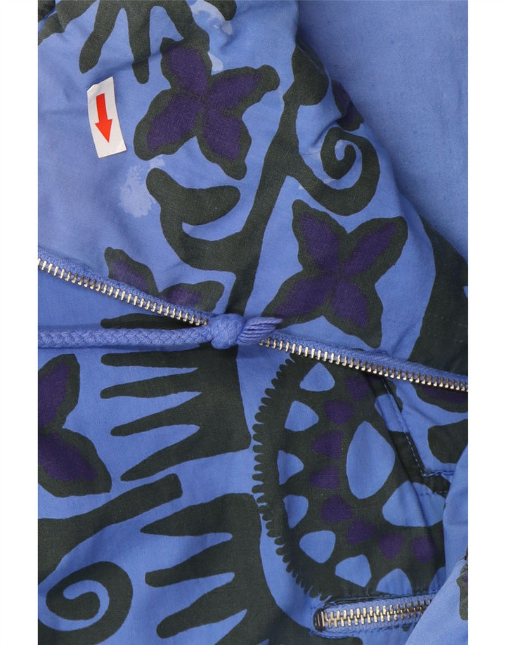 Vintage Mens Loose Fit Anorak Jacket UK 38 Medium Blue Geometric Cotton