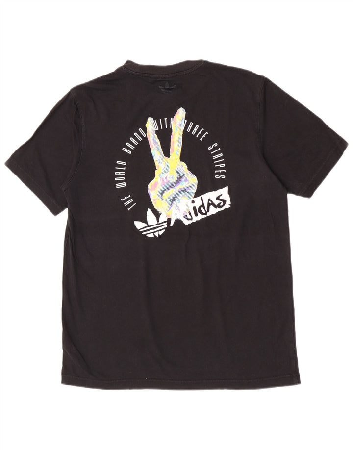 Adidas Mens Graphic T-Shirt Top Small Black Cotton