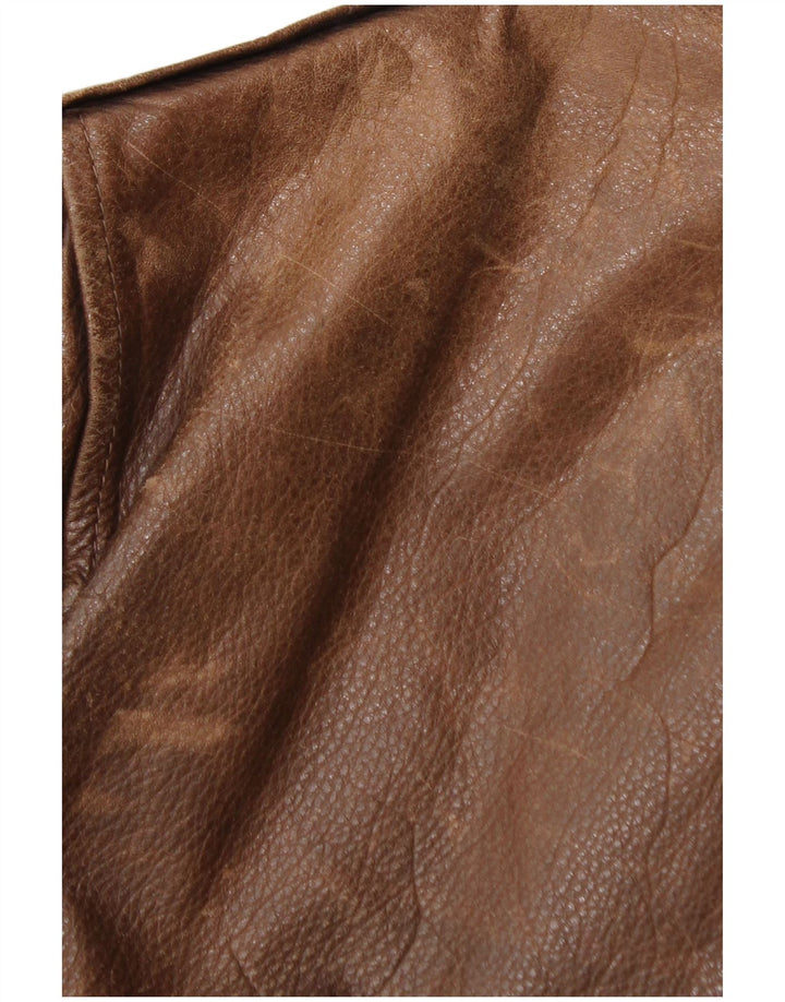 La Matta Mens Bomber Leather Jacket IT 50 Large Brown Leather