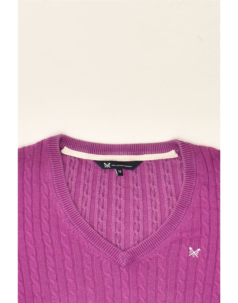 CREW CLOTHING Womens V-Neck Jumper Sweater UK 12 Medium Pink Cotton | Vintage Crew Clothing | Thrift | Second-Hand Crew Clothing | Used Clothing | Messina Hembry 