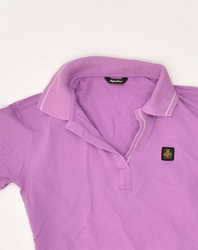 REFRIGIWEAR Womens Slim Polo Shirt UK 14 Large Purple Cotton | Vintage Refrigiwear | Thrift | Second-Hand Refrigiwear | Used Clothing | Messina Hembry 