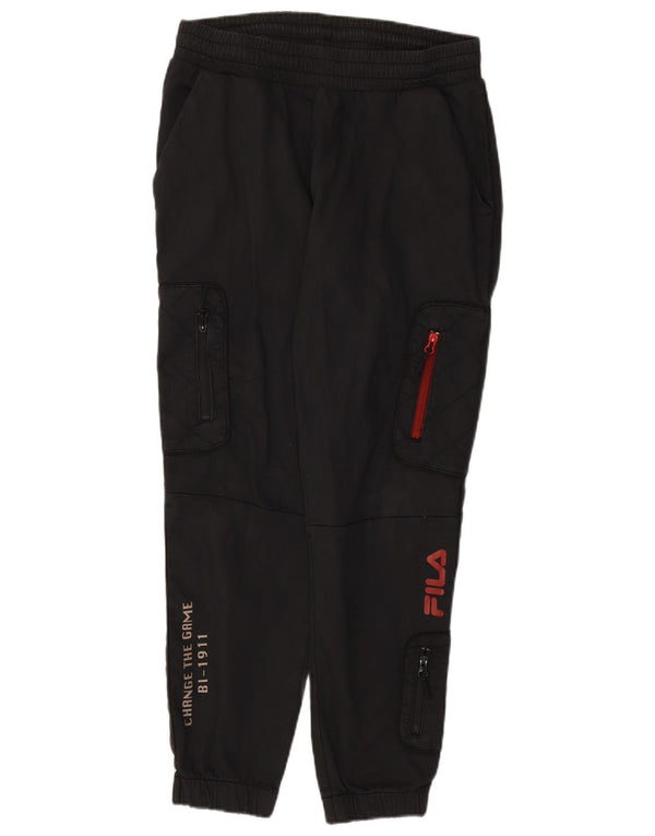 Fila Mens Graphic Cargo Tracksuit Trousers Joggers Medium  Black Cotton