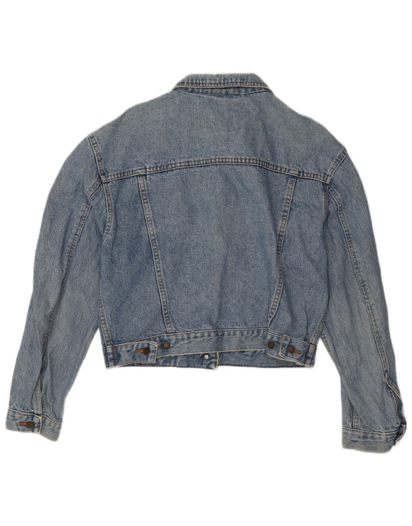 Wampum Womens Crop Denim Jacket UK 16 Large Blue Cotton