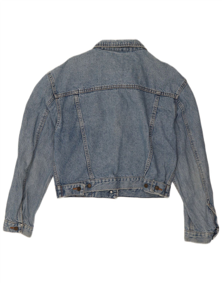 Wampum Womens Crop Denim Jacket UK 16 Large Blue Cotton