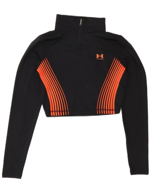 Under Armour Womens Graphic Crop Pullover Tracksuit Top UK 8 Small Black