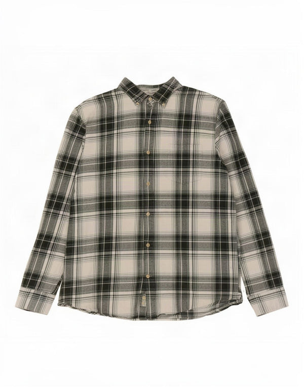 John Lewis Mens Slim Fit Flannel Shirt 2XL Green Check Cotton