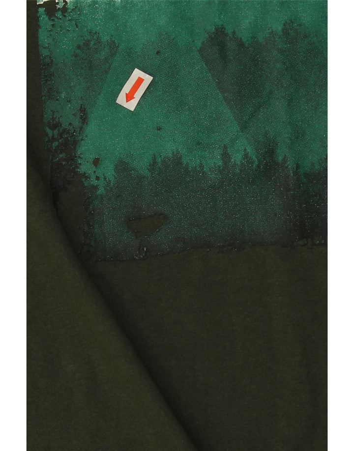 MOUNTAIN WAREHOUSE Mens Graphic T-Shirt Top Large Green Cotton