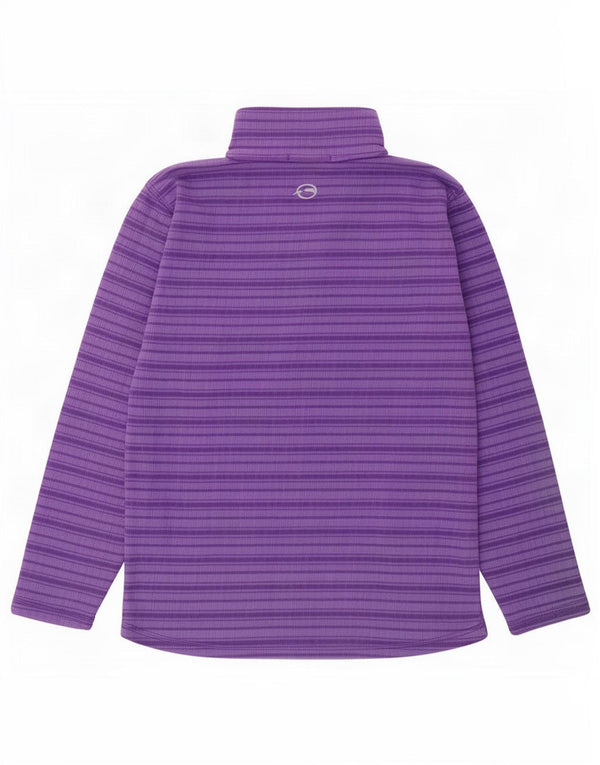 Sprayway Girls Zip Neck Fleece Jumper 10-11 Years Purple Striped Polyester