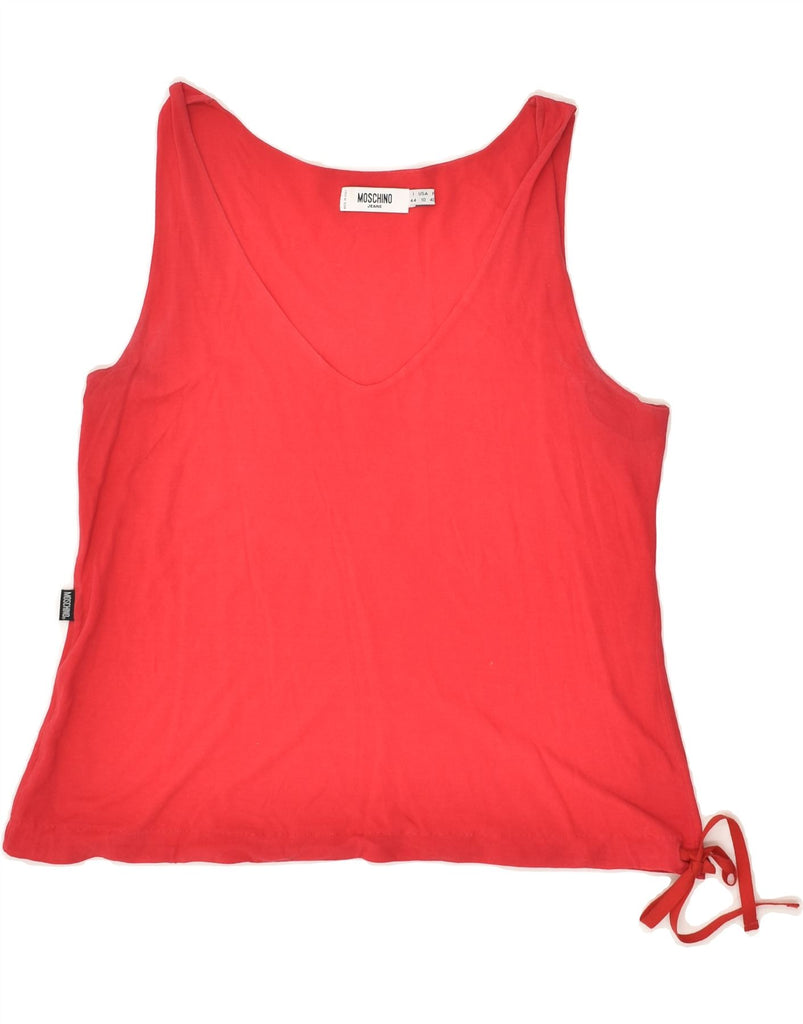 MOSCHINO Womens Sleeveless Blouse Top IT 44 Medium Red Cotton | Vintage Moschino | Thrift | Second-Hand Moschino | Used Clothing | Messina Hembry 