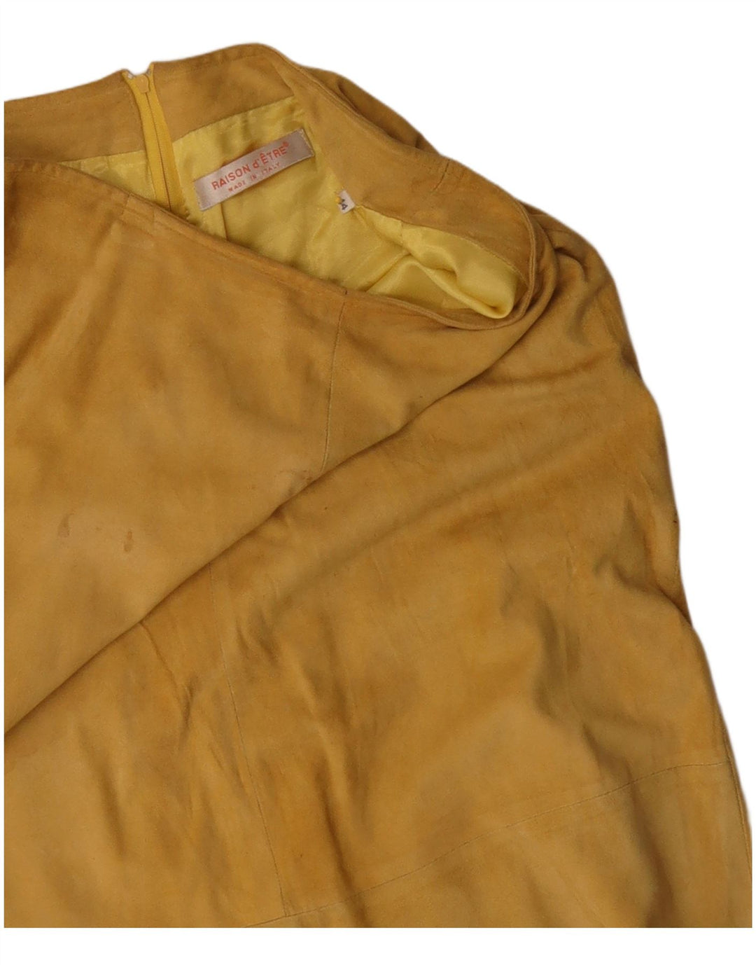 VINTAGE Womens Suede Skirt IT 44 Medium W30 Yellow Leather